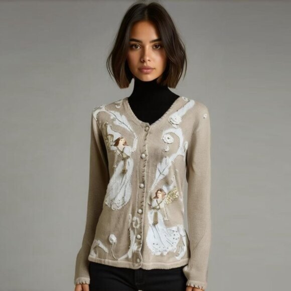Storybook Knits Romantic Angels Cardigan Top Sweater XS b44 - Picture 1 of 6